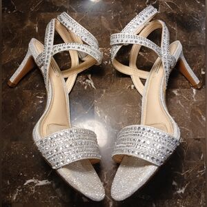 Alex Marie Glittering 3" Silver Strappy Heels